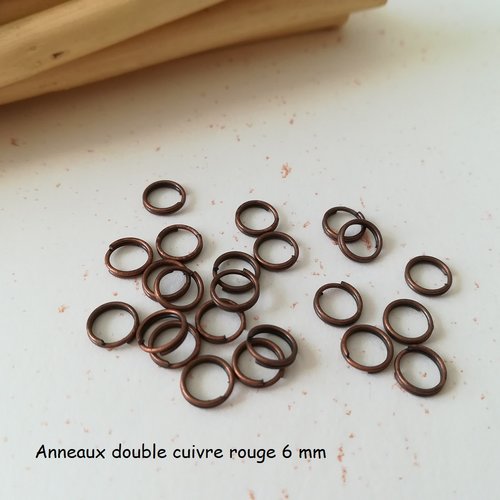 50 anneaux doubles 6 mm cuivre