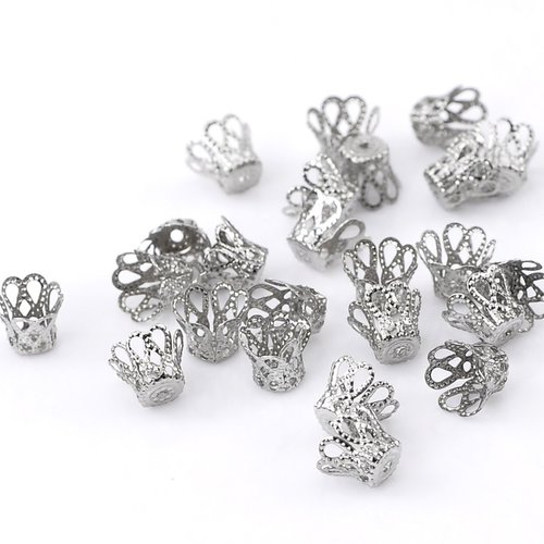 20 coupelles cônes 9 x 7 mm argent mat