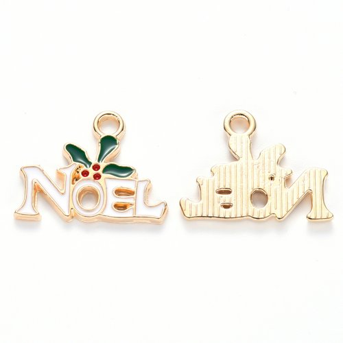 2 breloques métal et émail noël
