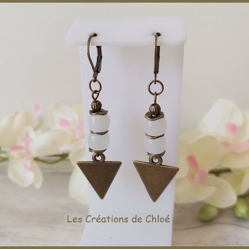 Kit boucles d'oreilles pendentif métal et perles colonne