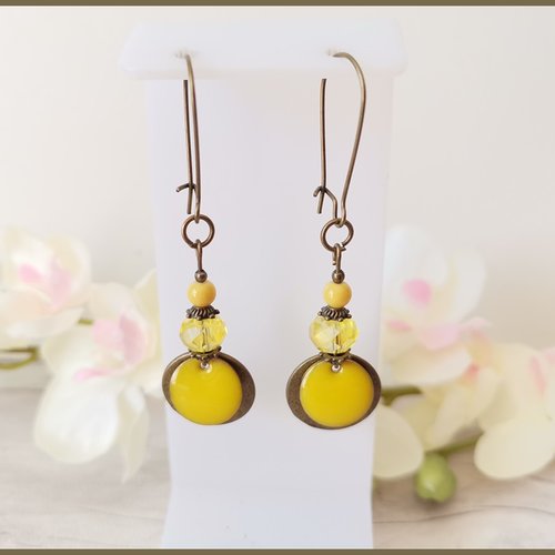 Kit de boucles d'oreilles sequin émail jaune