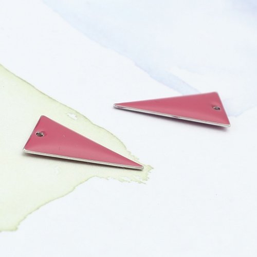 5 pendentifs sequin émail triangle 22 x 13 mm prune