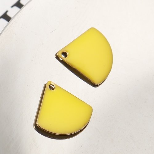 4 pendentifs sequin émail 12 x 10 mm jaune