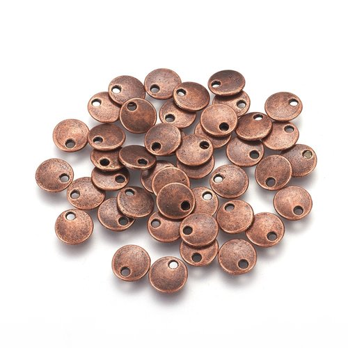 10 pendentifs sequin rond cuivre rouge 8 mm