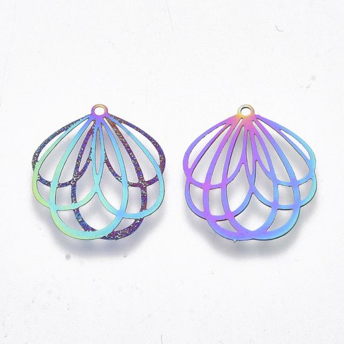 6 pendentifs filigrane arc en ciel acier inoxydable