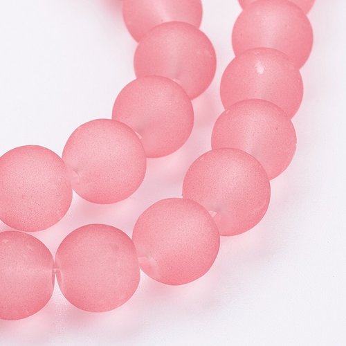 100 perles en verre dépoli 8 mm saumon foncé