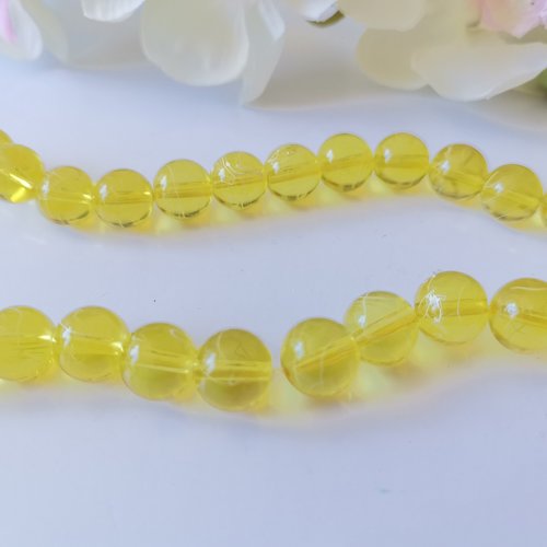 10 perles en verre tréfilé 10 mm jaune