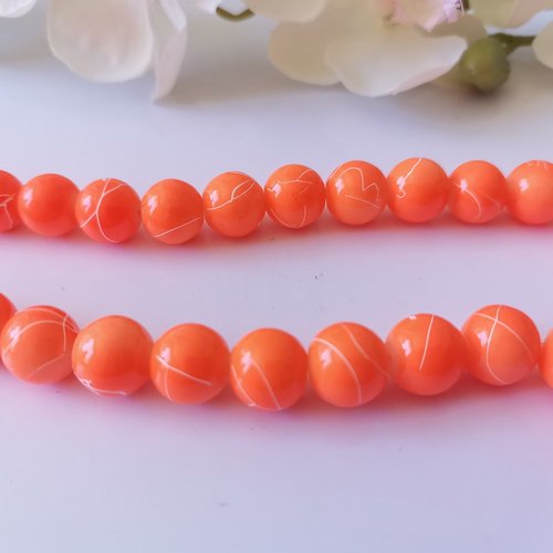 10 perles en verre tréfilé 10 mm orange
