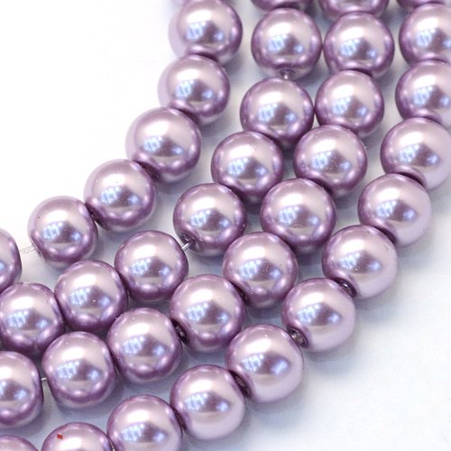 10 perles en verre nacré 10 mm lilas
