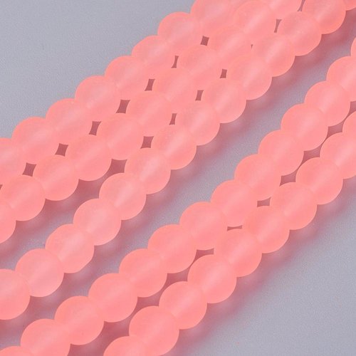 100 perles en verre dépoli 8 mm saumon