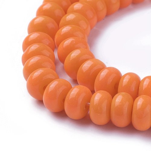 20 perles en verre rondelle 8 mm orange
