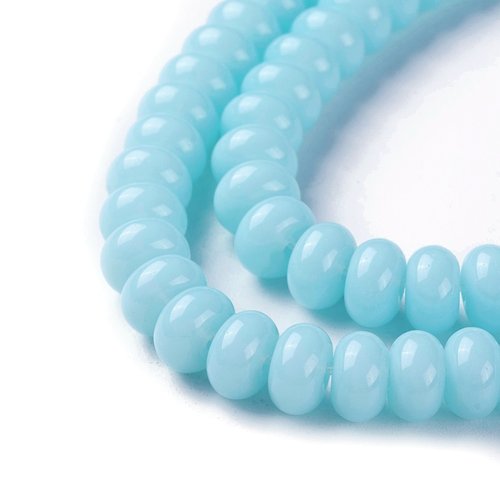 20 perles en verre rondelle 8 mm bleu clair