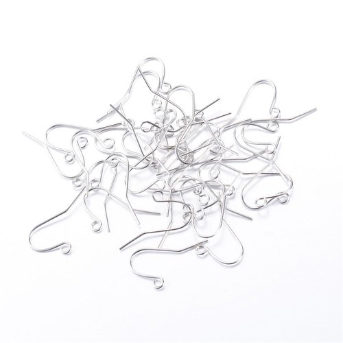 50 crochets d'oreilles 19 mm argent mat