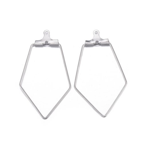 2 créoles octogonale 30 mm argent mat