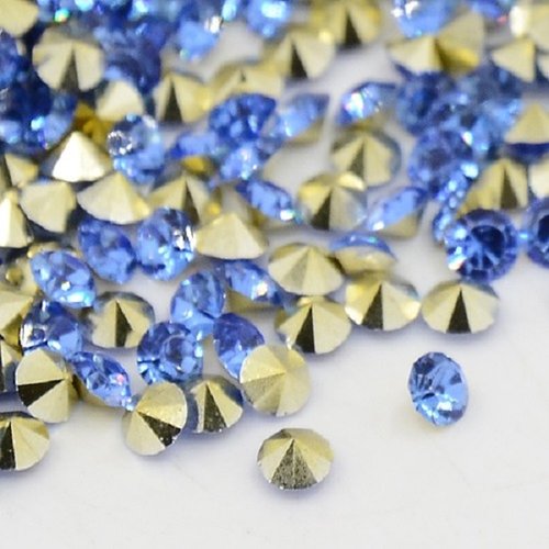 100 cabochons strass forme diamant 6 mm bleu royal