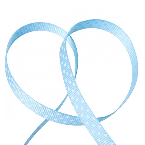 Ruban gros grain bleu pois blanc 10 mm x 1 m