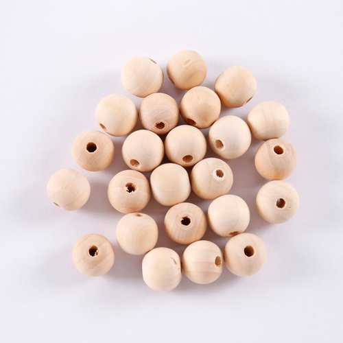 20 perles en bois ronde 12 mm