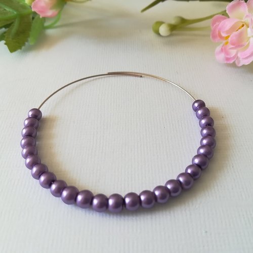 50 perles en verre nacré 4 mm violet