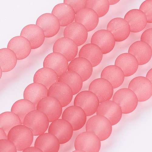 50 perles en verre givré 6 mm saumon foncé