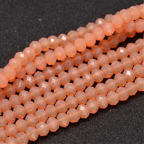 35 perles en verre à facette 6 x 4 mm saumon foncé