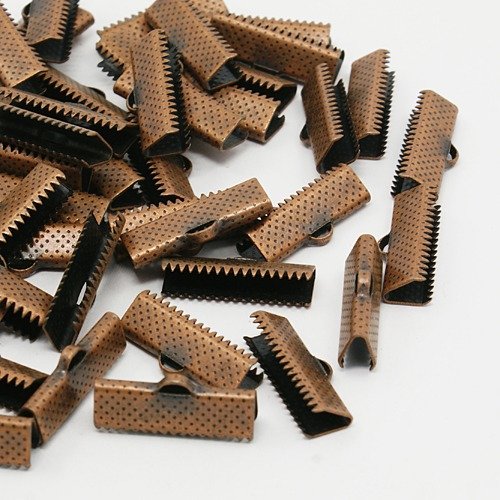 50 fermoirs griffes 20 mm cuivre rouge