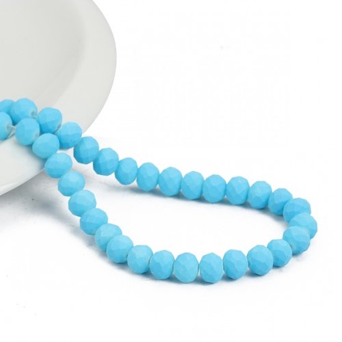 20 perles en verre à facette 8 x 6 mm bleu opaque