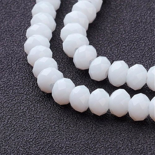20 perles en verre à facette 8 x 6 mm blanche