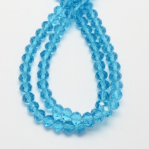20 perles en verre à facette 8 x 6 mm bleu