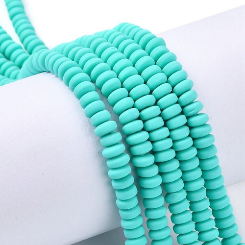 20 perles pâte polymère rondelle 6/7 mm turquoise