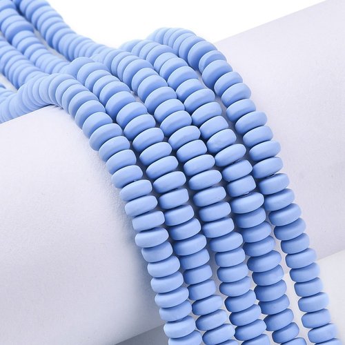20 perles pâte polymère rondelle 6/7 mm bleu ciel