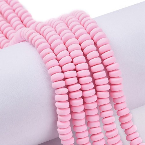 20 perles pâte polymère rondelle 6/7 mm rose