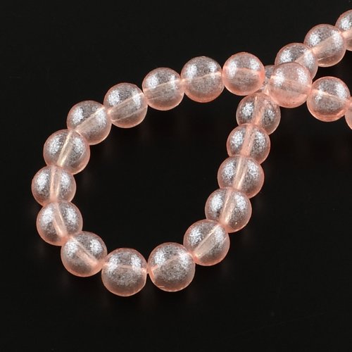 20 perles en verre 8 mm brillantes saumon
