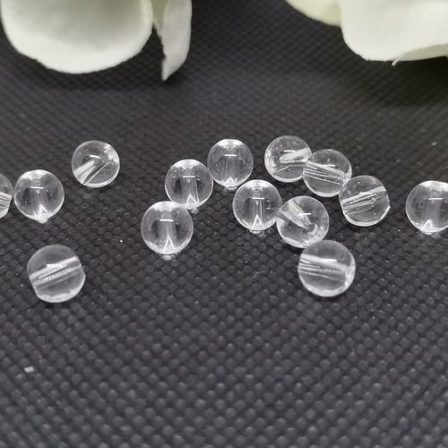 50 perles en verre 6 mm transparente