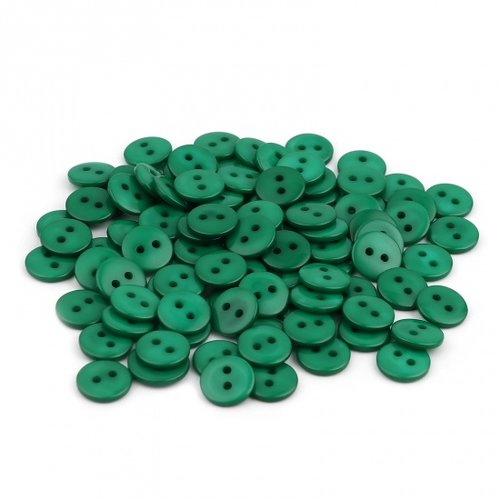 Boutons résine 4 trous 10 mm vert x 10