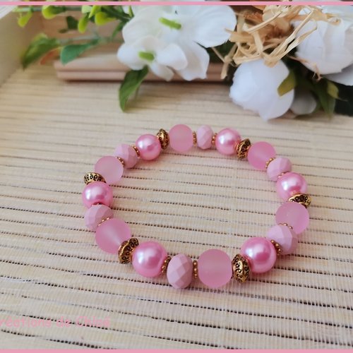 Kit bracelet perles en verre rose
