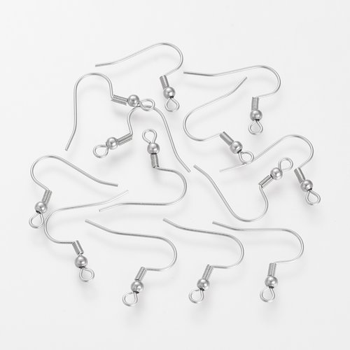 20 crochets d'oreilles 18 mm argent mat