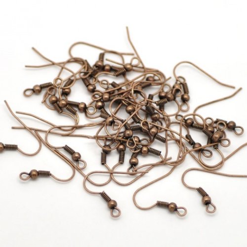 50 crochets d'oreilles 18 mm cuivre rouge