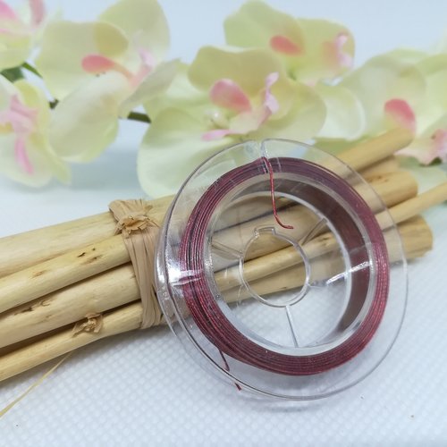 Fil acier câblé 0.38 mm bordeaux x 10 m