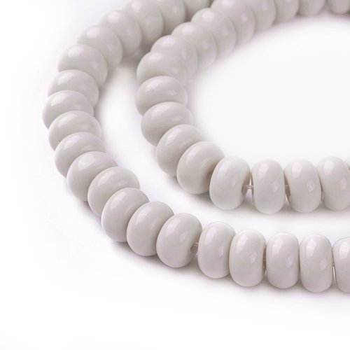 20 perles en verre rondelle 8 mm beige