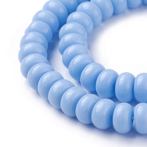 20 perles en verre rondelle 8 mm bleu ciel