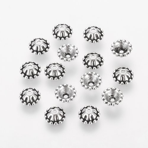 20 coupelles cône 8 mm argent mat