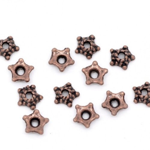 50 coupelles fleur 5 mm cuivre rouge