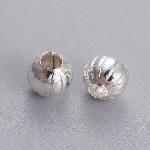 20 perles métal intercalaires 5.5 mm argent mat