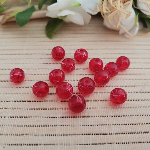 50 perles en verre 8 mm rouge tréfilé rose