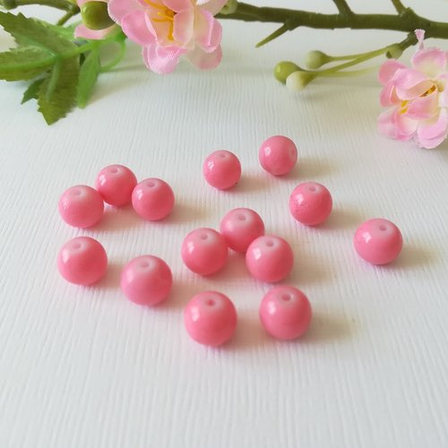 20 perles en verre ronde 8 mm rose pale effet fissuré