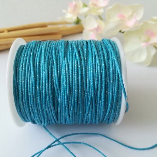 Fil coton ciré bleu ciel 1 mm x 5 m