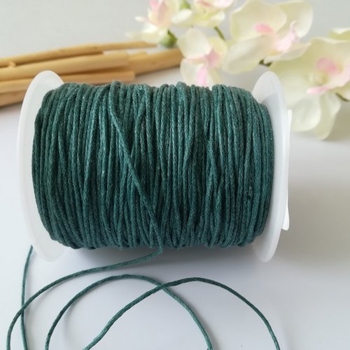 Fil coton ciré turquoise 1 mm x 5 m