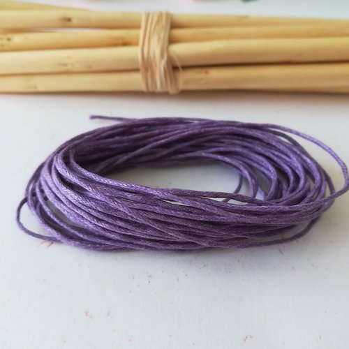 Fil coton ciré mauve 1 mm x 5 m