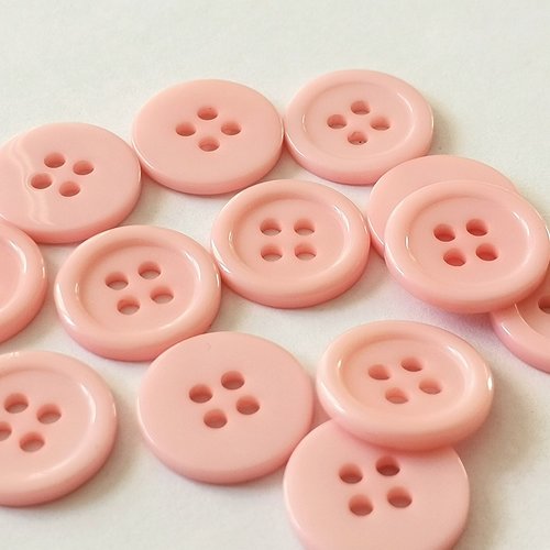 Boutons rond 15 mm résine rose x 10