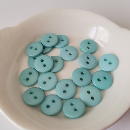 10 boutons résine 4 trous 10 mm bleu turquoise clair